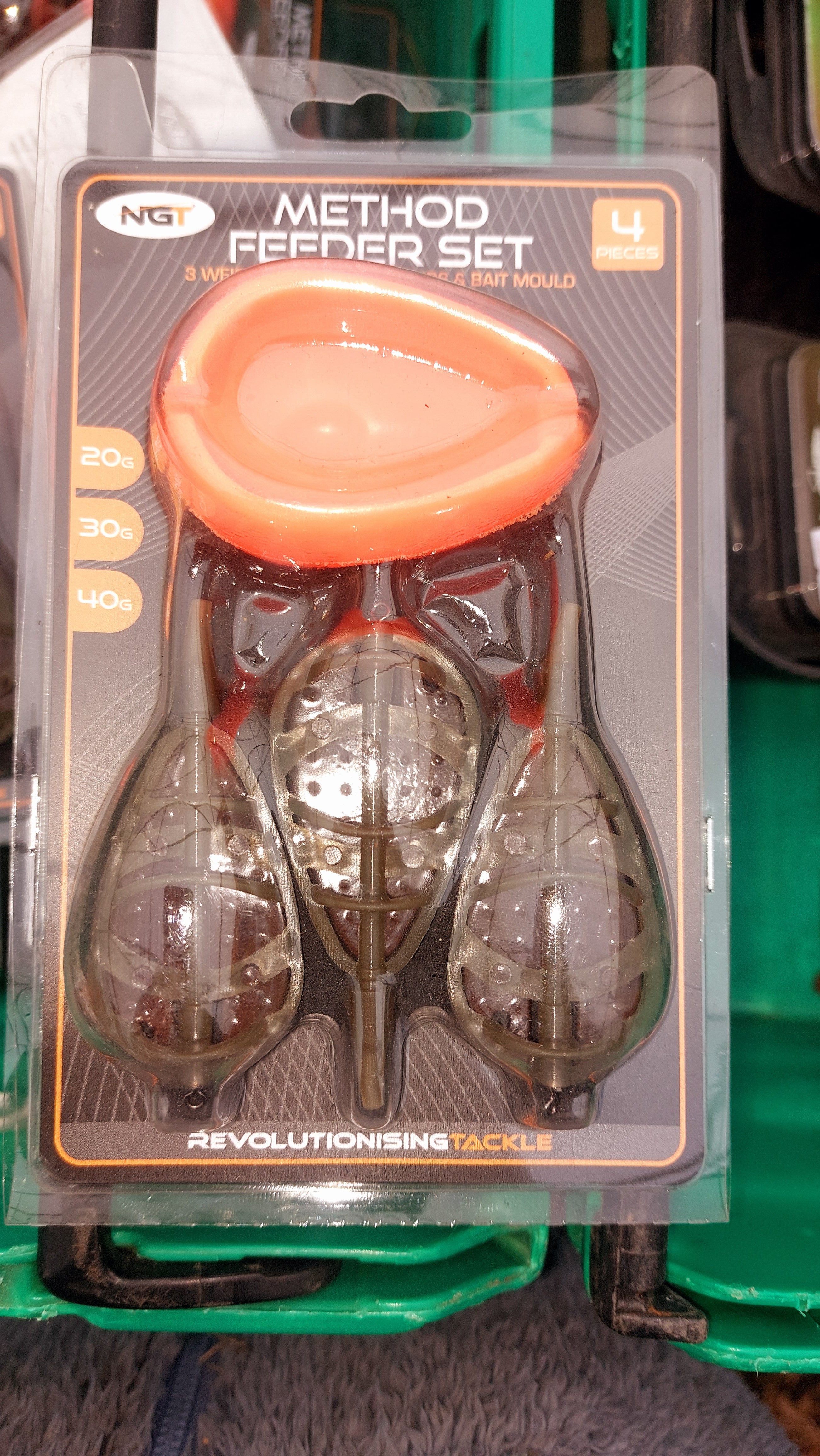 NGT Method Feeder Set & Mould | 3 Inline Weights 20g 30g 40g | Carp Coarse Fishing