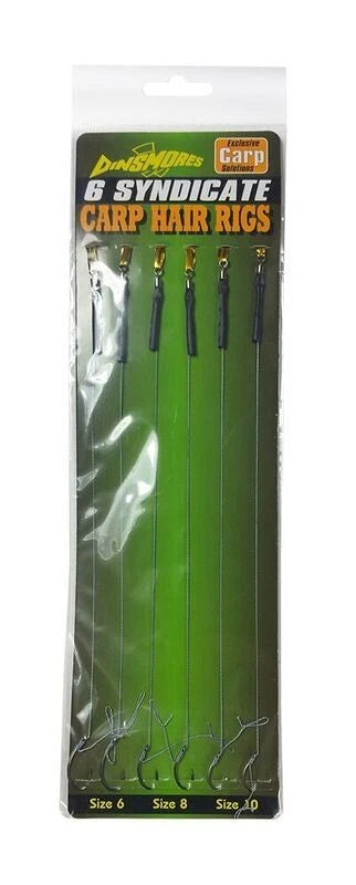 Dinsmores Carp Hair Rigs Pack of 6 Mixed Sizes 6 8 10 Pre-Tied Carp Fishing Tackle
