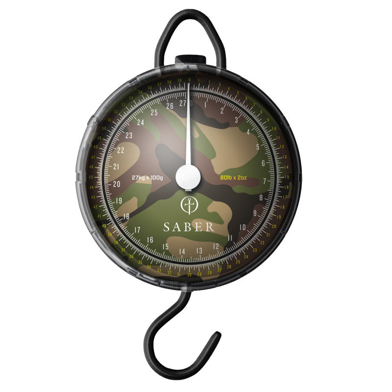 Saber Tackle DPM Carp Fishing Scales 60lb - Accurate Dial Scales - Camo