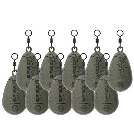 Saber Tackle Carp Fishing Leads - Pear, Flat Pear, Distance - Swivel & Inline