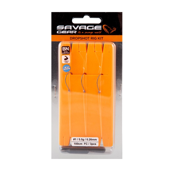 Savage Gear Dropshot Rig Kit Medium | #1 Carbon Steel Hook | Fluorocarbon | Perch & Zander