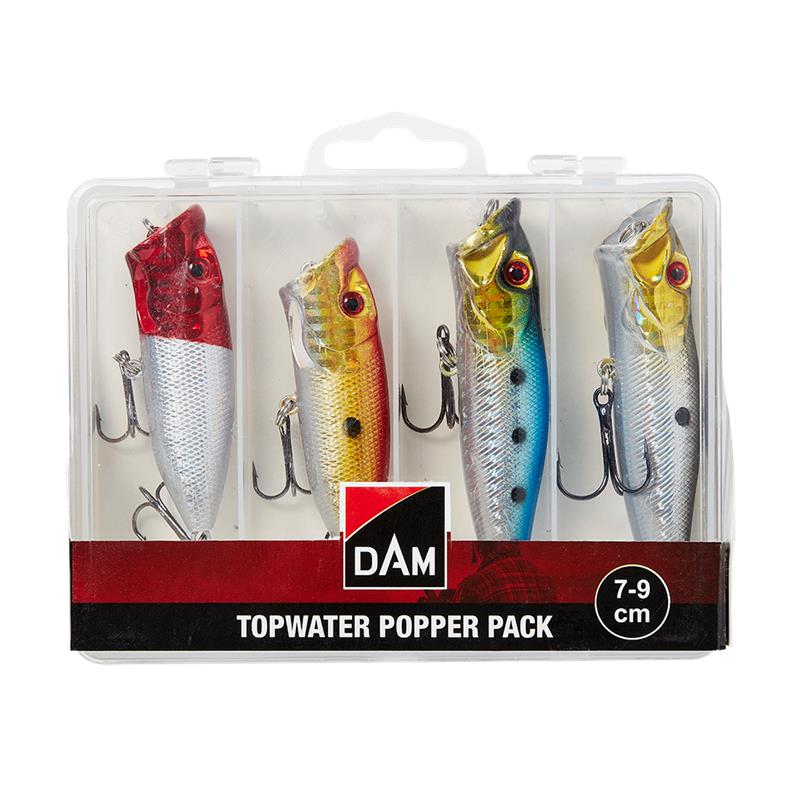 Surface Popper Lure Pack Tackle Box Topwater Rattling Pike Perch Bass Fishing Lures