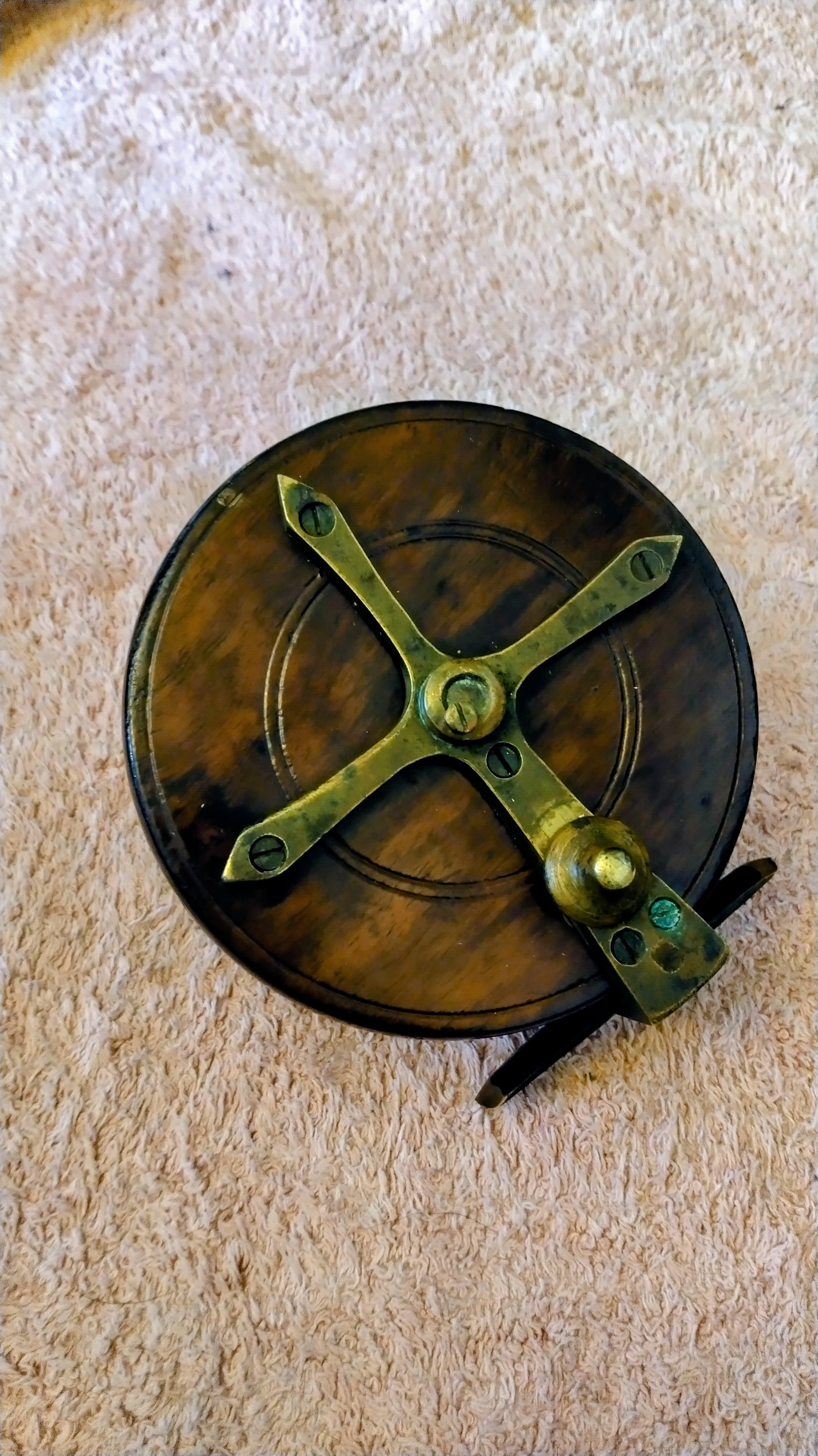 Antique Wood Brass Centrepin Reel 4.5" Vintage Wooden Trotting Reel Inc Case
