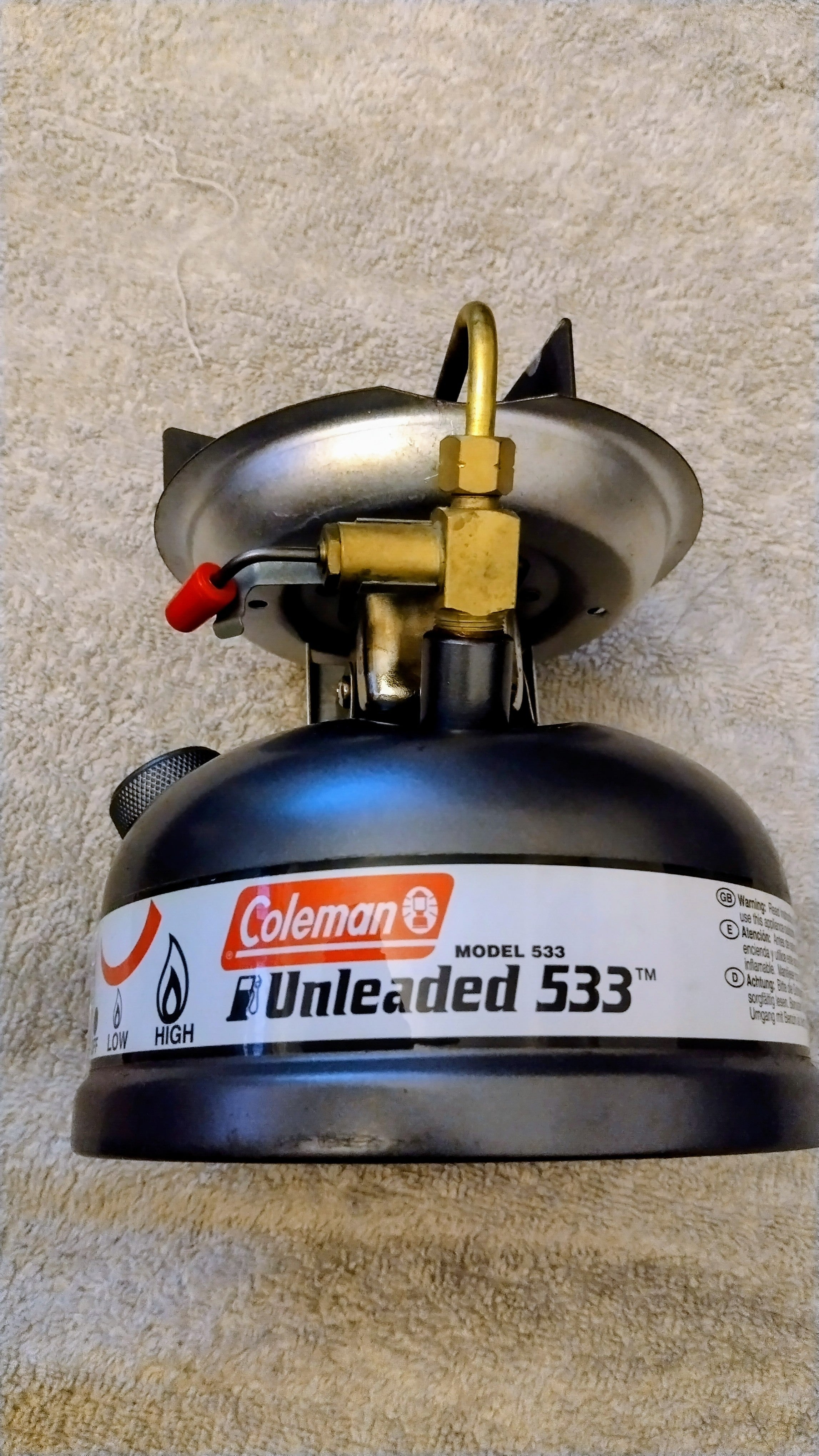 Coleman 533 Unleaded Dual Fuel Camping Stove 3 Fuel Bottles Funnel Ex Condition