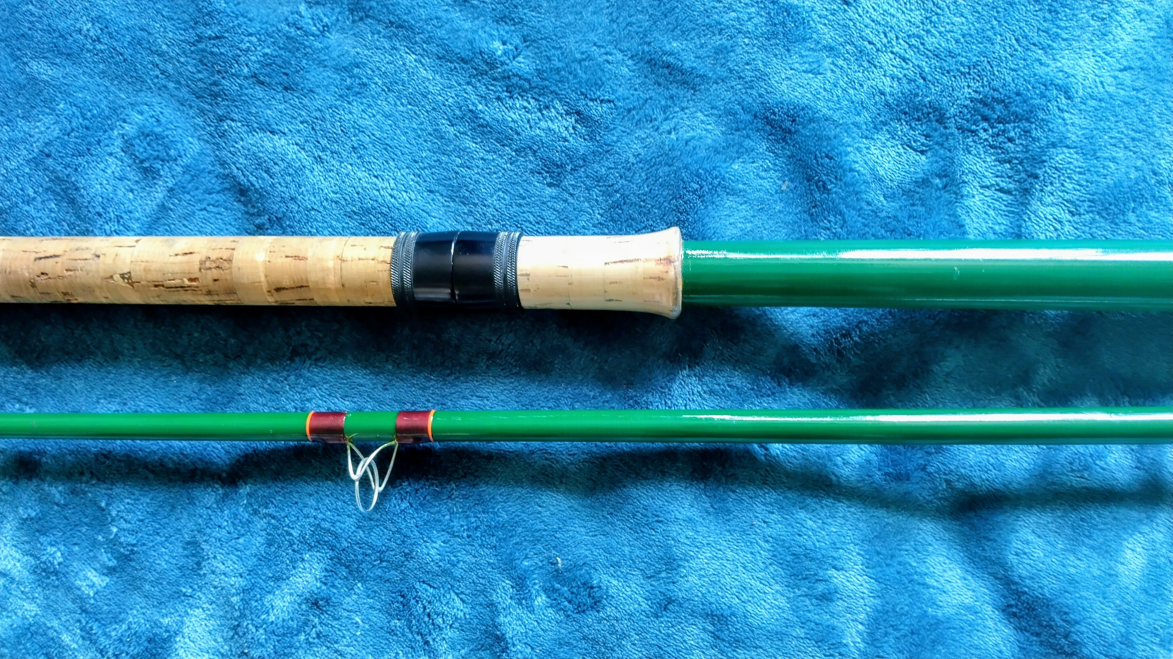 Vintage Going Bros 11ft Green Glass Fishing Rod - Hand Built - Superb Condition