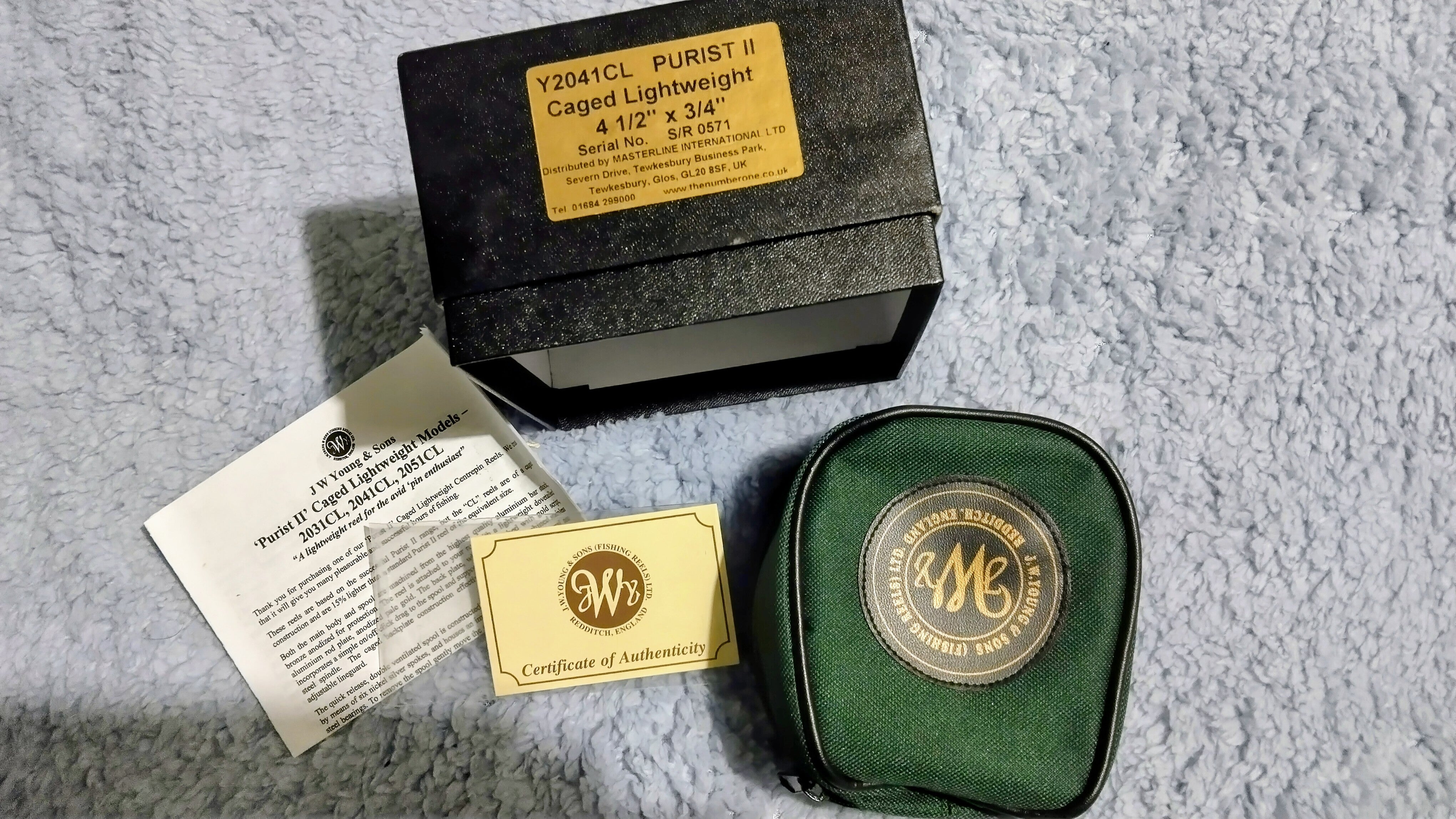 J W Young Purist II 2041 CL Centrepin Reel - As New - Bronze 4.5" Fishing Reel