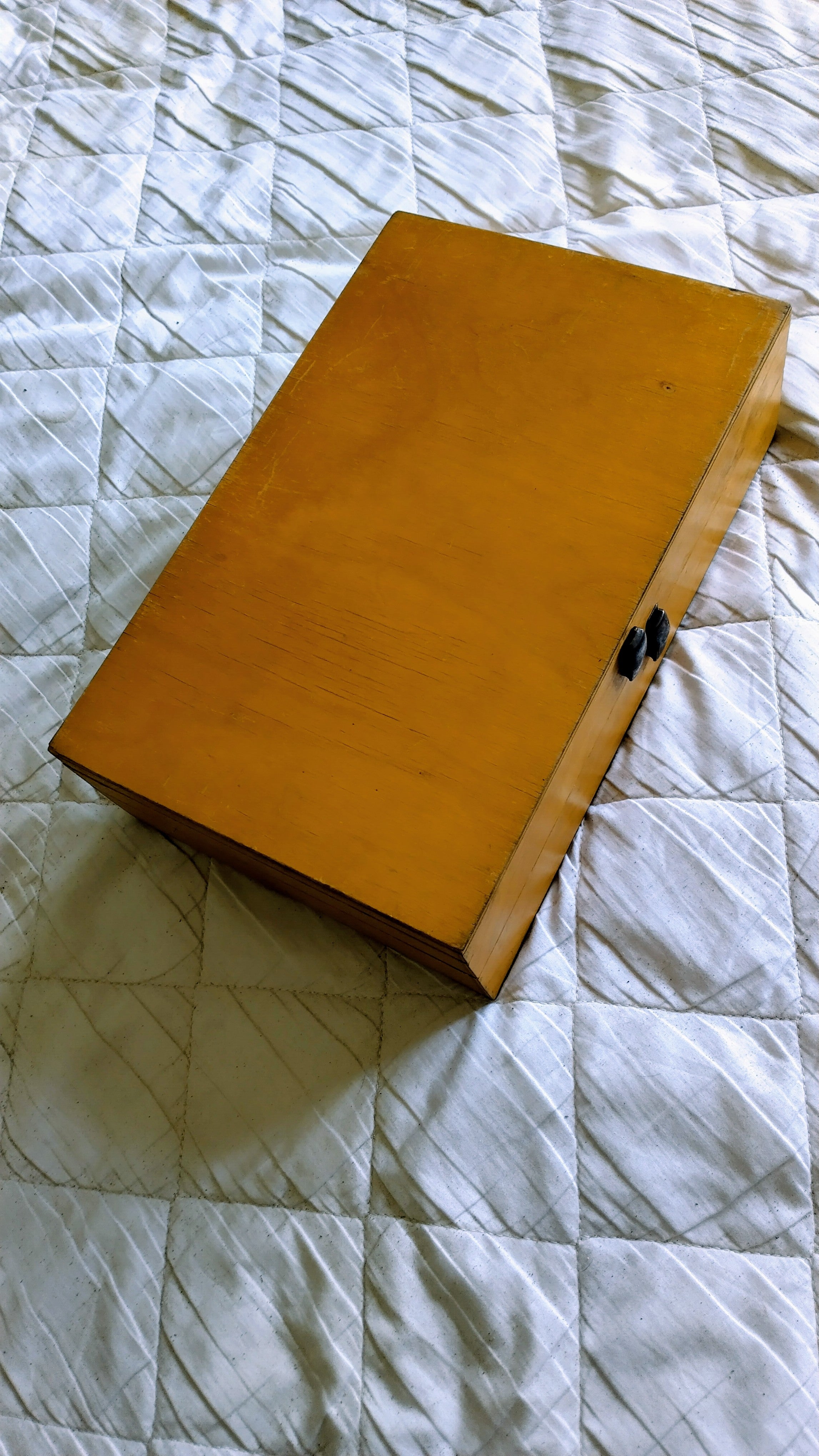 Traditional Wooden Fishing Tackle & Float Box | Vintage 2 Section Storage