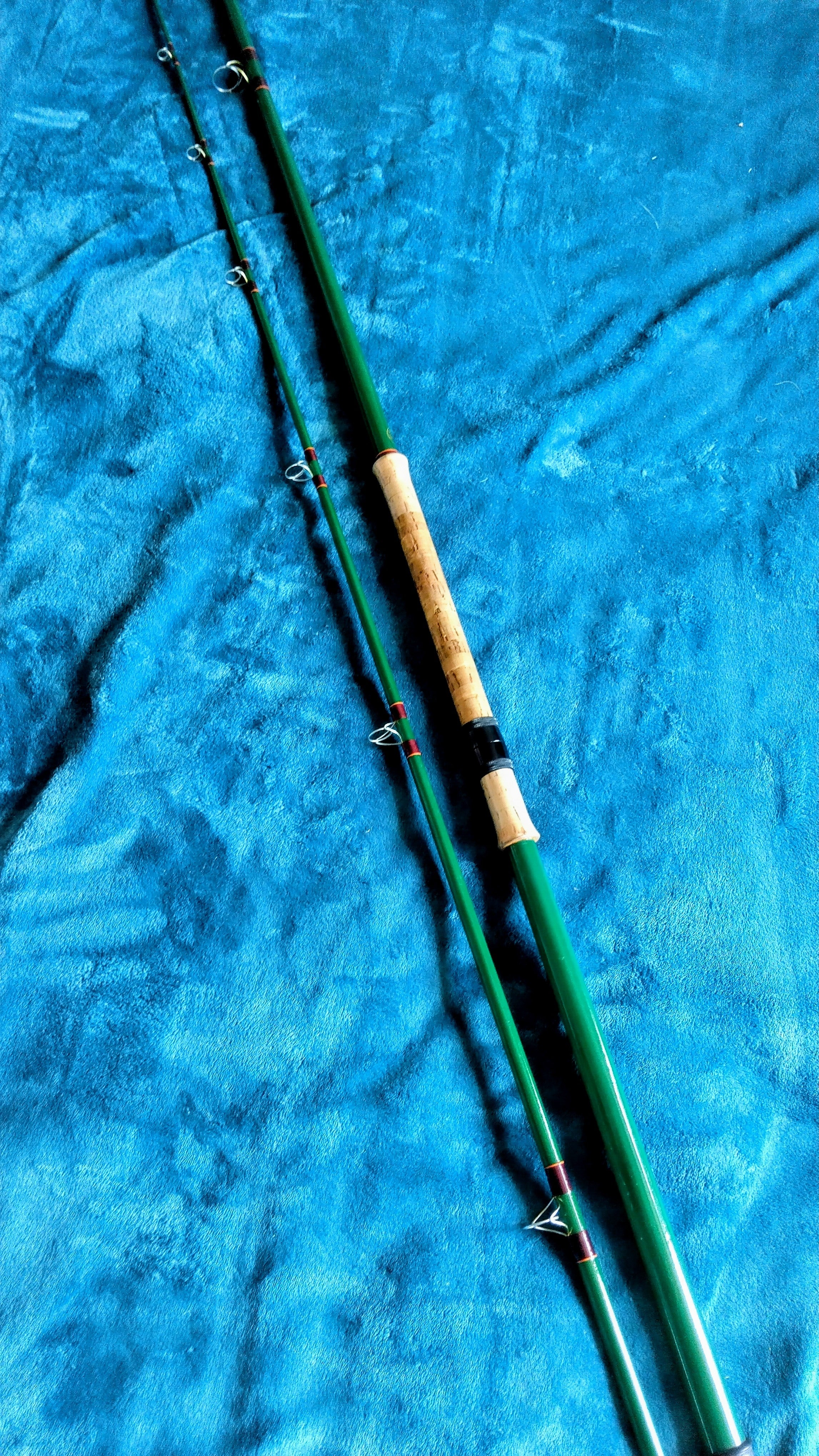 Vintage Going Bros 11ft Green Glass Fishing Rod - Hand Built - Superb Condition
