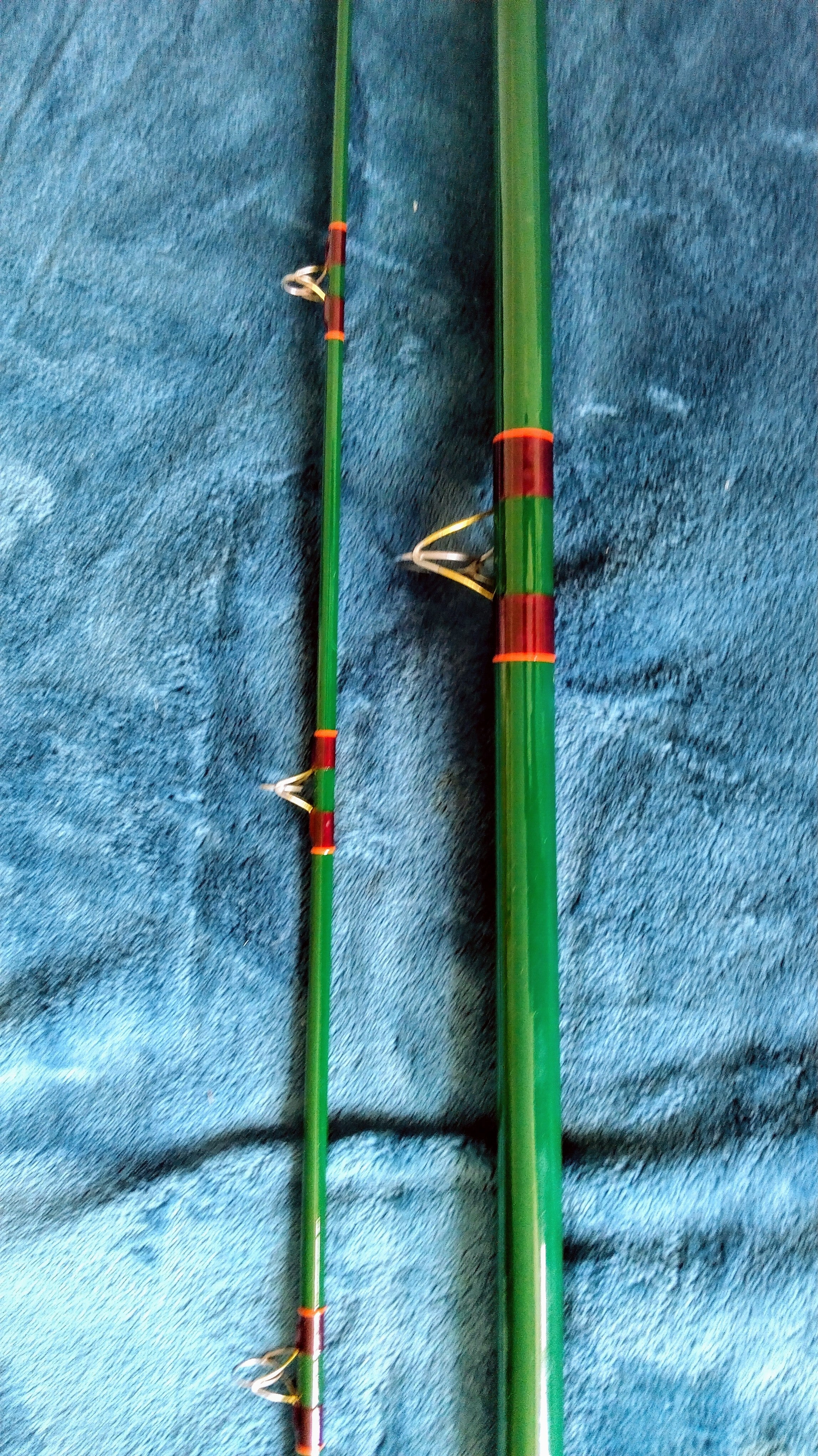 Vintage Going Bros 11ft Green Glass Fishing Rod - Hand Built - Superb Condition