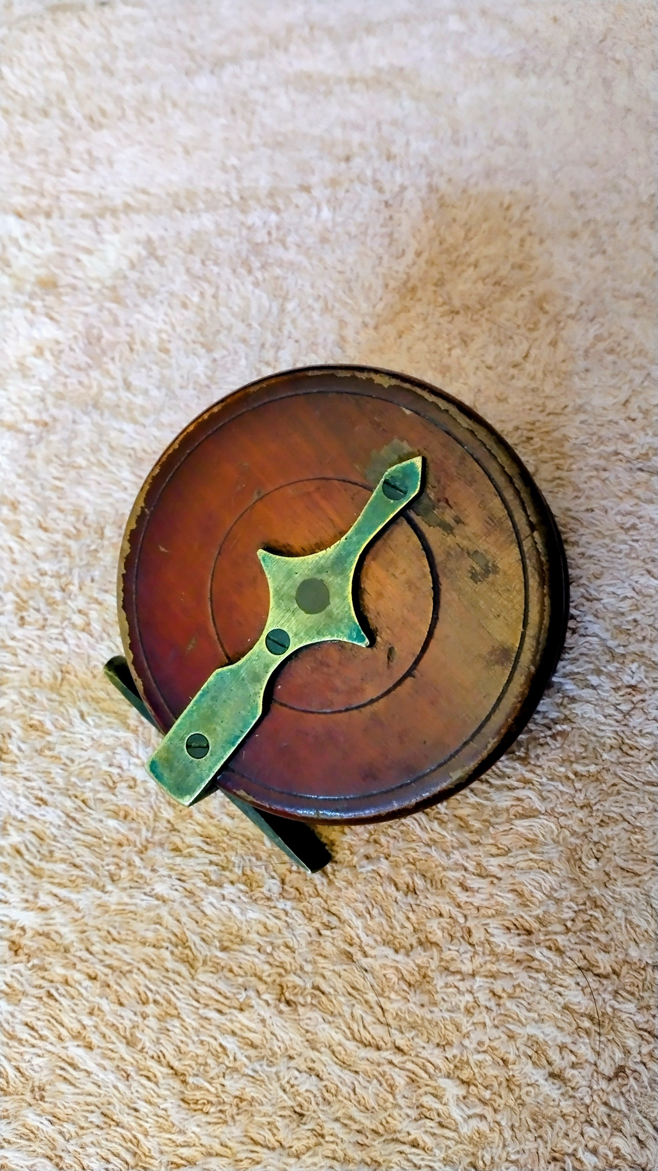 Antique Wood Brass Centrepin Reel 3.5" Vintage Wooden Trotting Reel Inc Case
