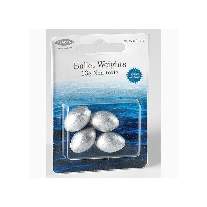 Fladen 4pk Non-Toxic Pierced Bullet Weights Pike Predator Live/Deadbait Fishing