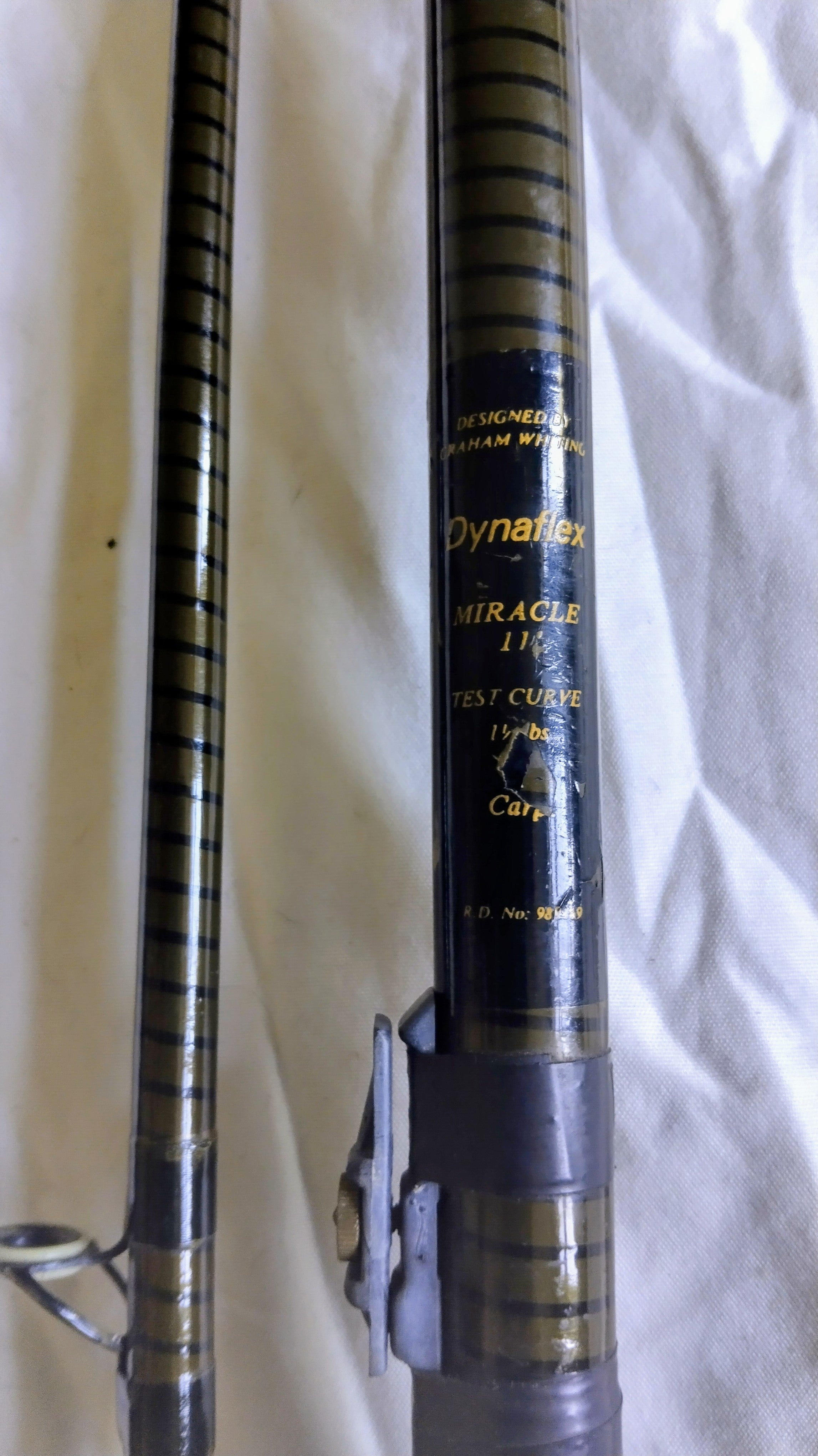 Graham Whiting Dynaflex Miracle 11ft Carp Rod 1.5lb TC Vintage Model 989469 Bag