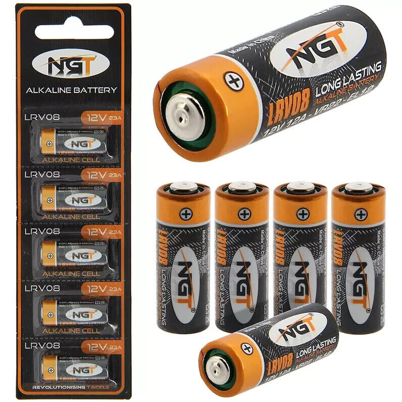 5 x NGT 12v LRV08 Carp Fishing Bite Alarm Batteries