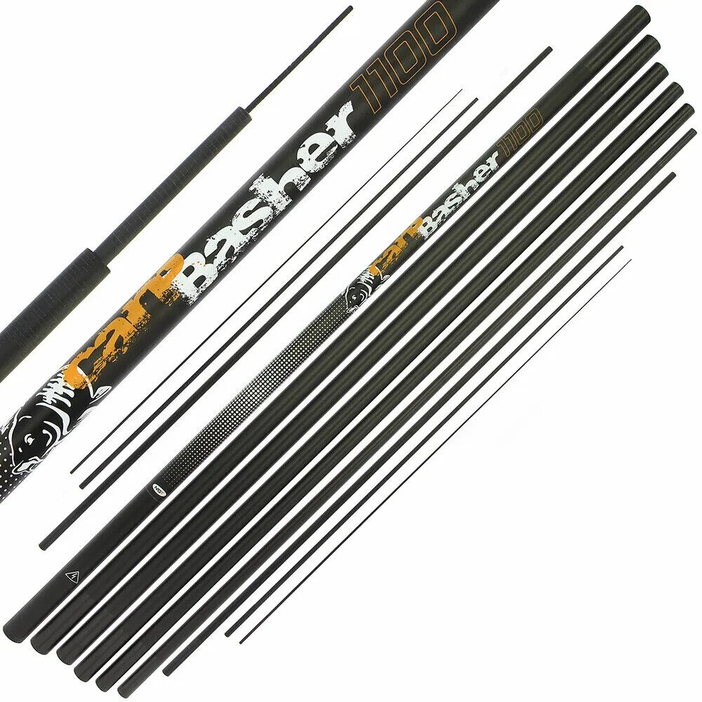 Carp Basher 11m Carp Fishing Pole - High Carbon, 9 Section + Spare Tops