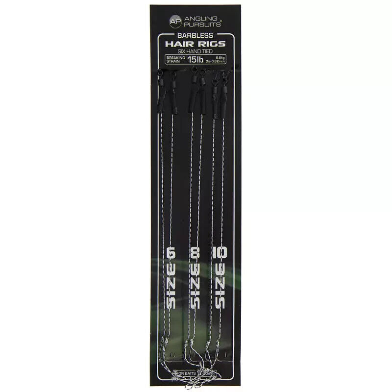 Angling Pursuits Barbless Carp Fishing Hair Rigs  - Sizes 6, 8, 10