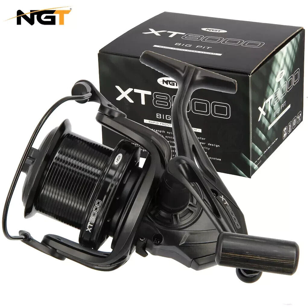 NGT XT-8000 Carp Fishing Front Drag Big Pit Reel - Black -  Quick Drag