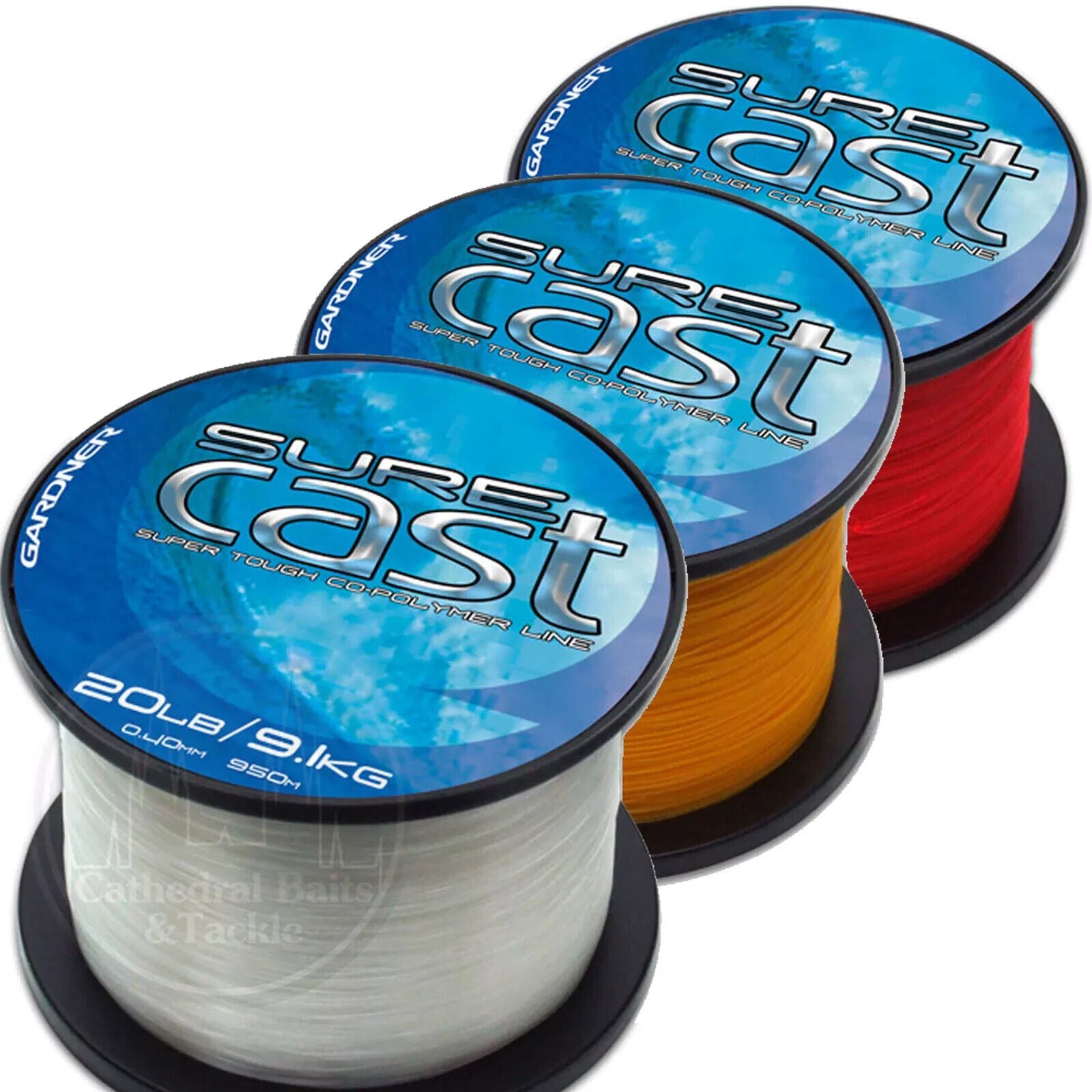 Sea Fishing Line Gardner Sure Cast  8lb to 30lb Clear Red or Yellow  Boat Beach 