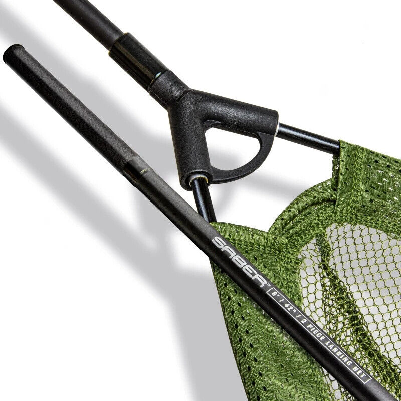 Saber 42" carp fishing landing net and two - piece handle