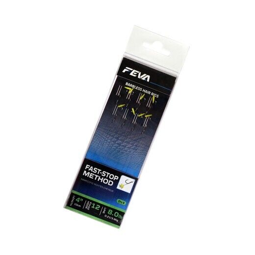 FEVA fast stop 4" barbless method feeder fishing hair rigs - misc sizes