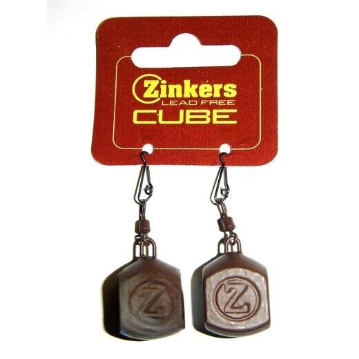 Zinker lead free cube fishing ledger weights (packs of 2)