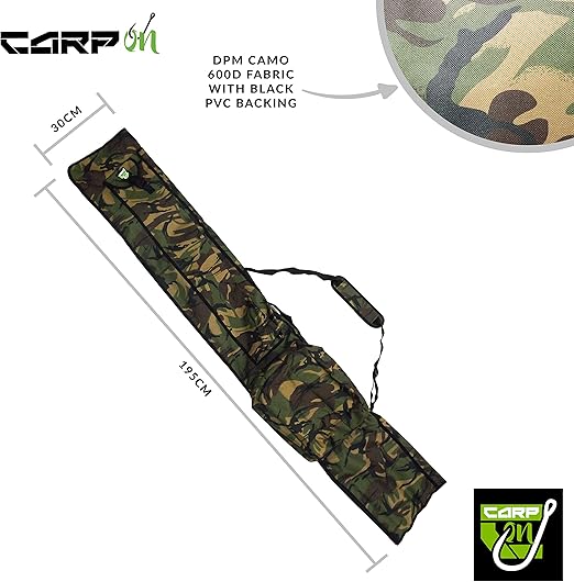 CARP ON 3+3 Made Up Rod Holdall DPM Camo Padded Reel Case Fishing Luggage 195cm