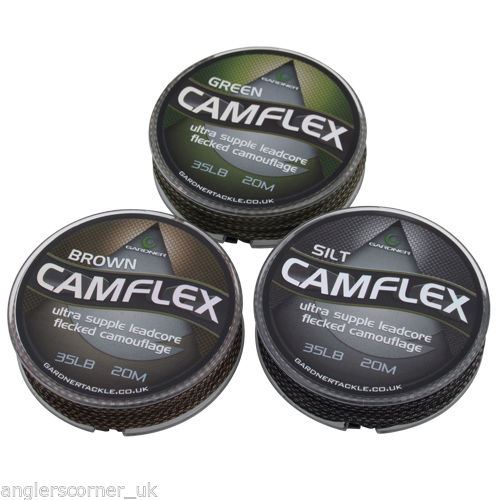 Gardner Camflex Leadcore Sinking Leader 35lb 45lb Carp Fishing 20m Green Brown Silt