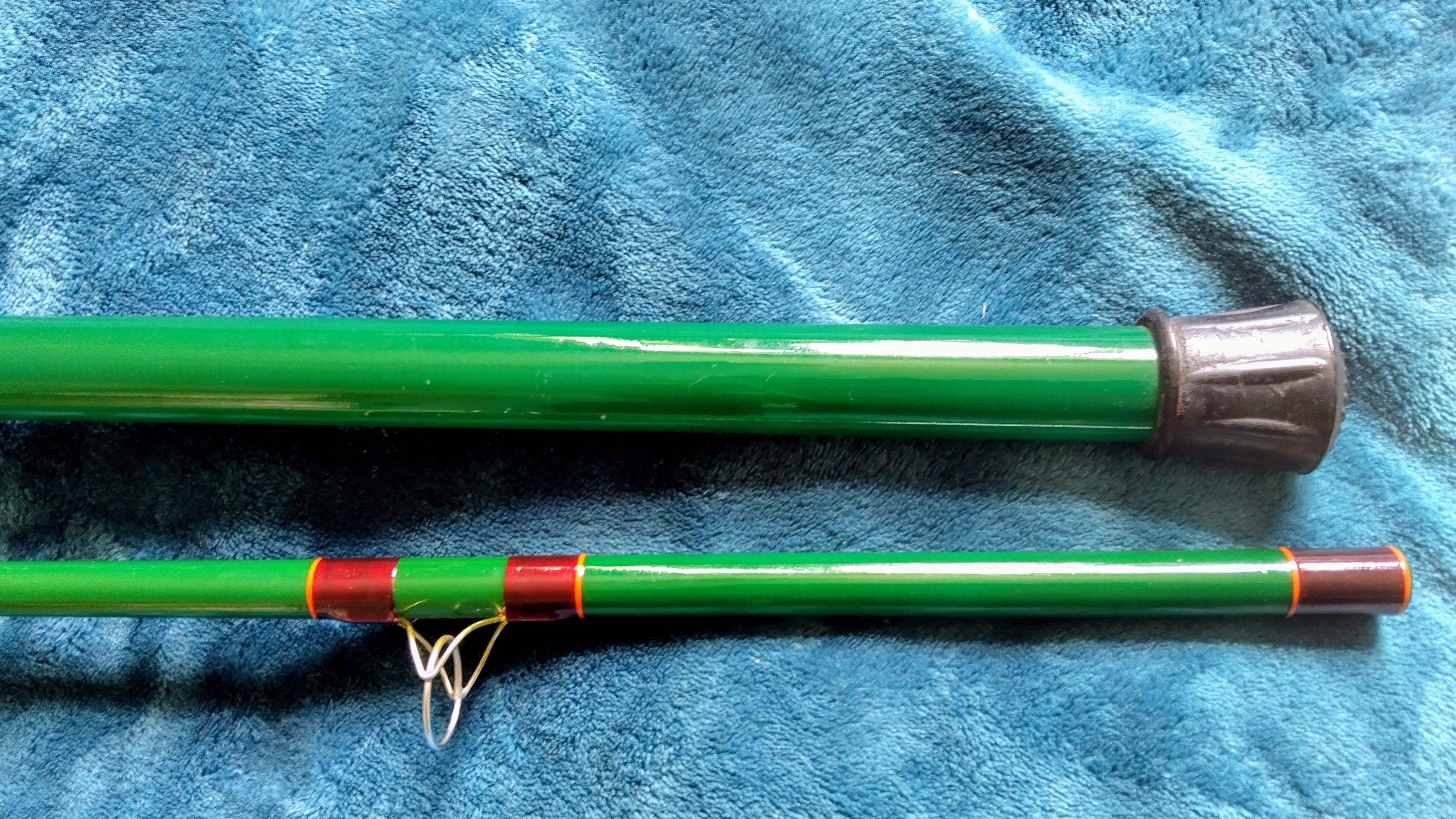 Vintage Going Bros 11ft Green Glass Fishing Rod - Hand Built - Superb Condition