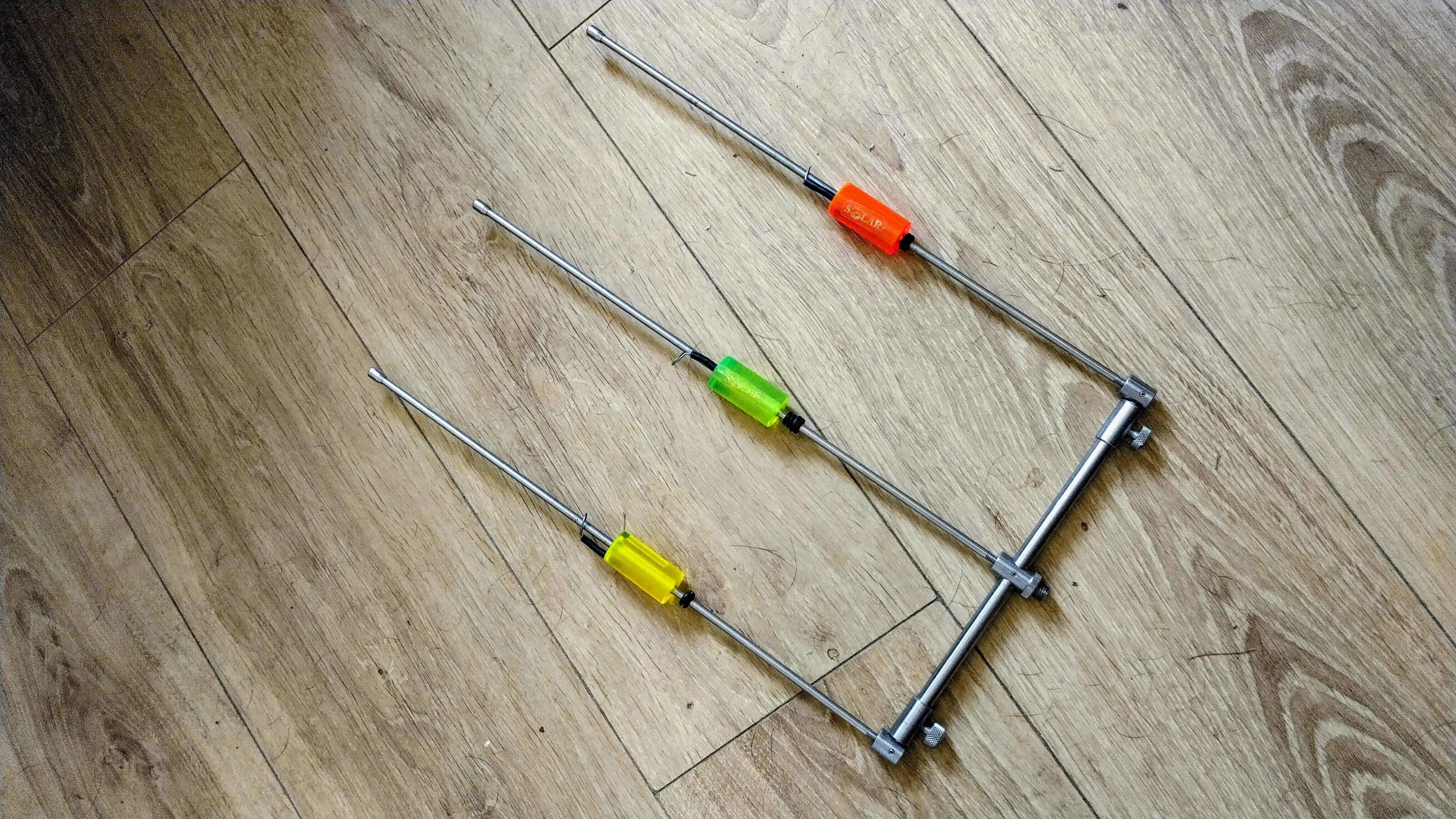 Vintage Solar Stainless 3 Rod Monkey Climber Set Buzz Bar Carp Fishing Tackle