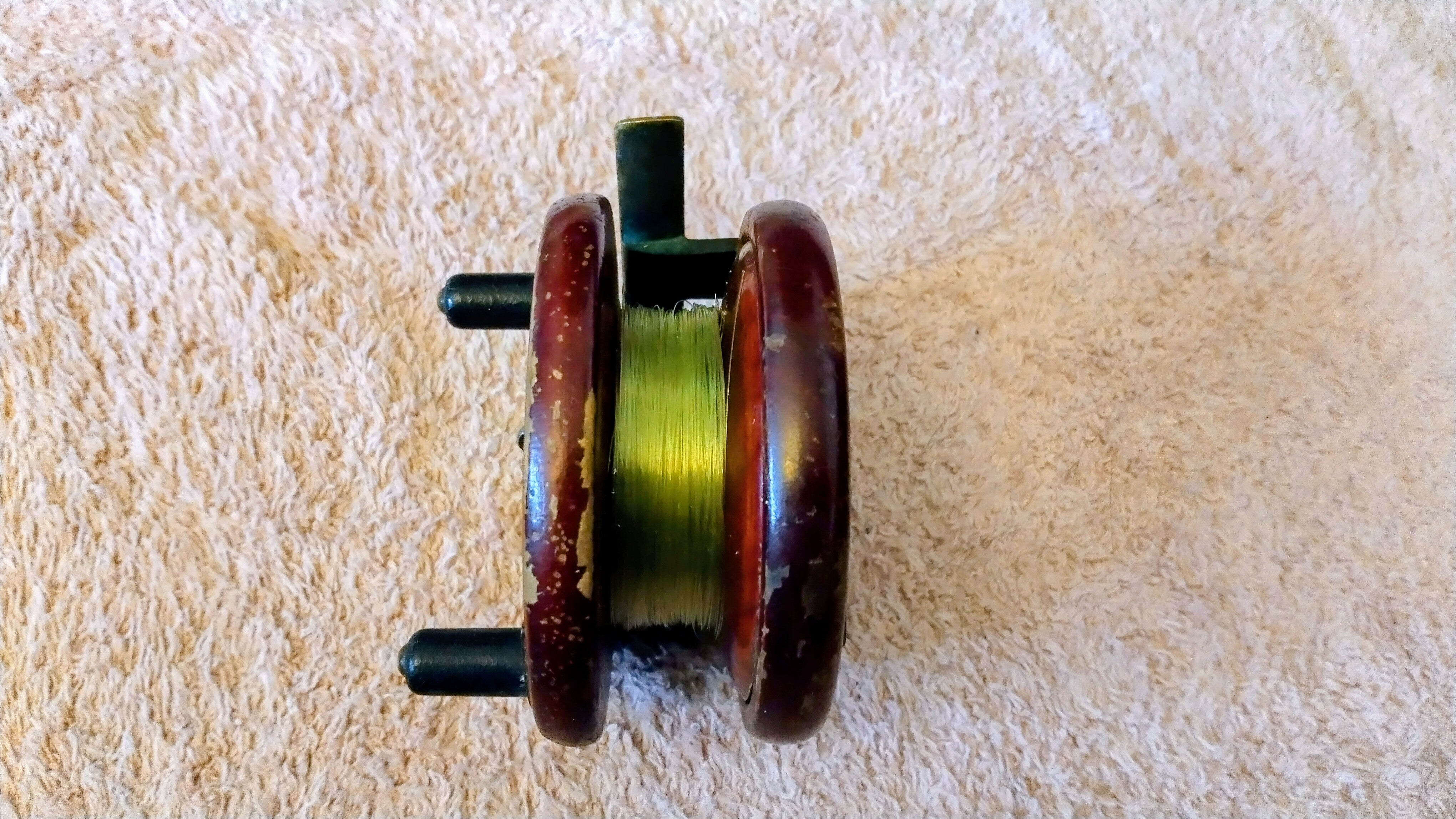 Antique Wood Brass Centrepin Reel 3.5" Vintage Wooden Trotting Reel Inc Case