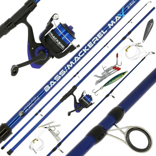 Angling Pursuits Bass Max 8ft Sea Fishing Rod & 6000 Reel Set Inc Accessories