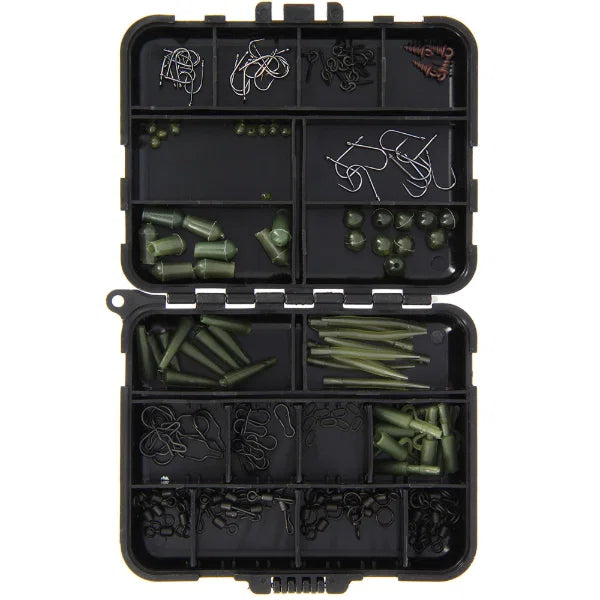 Carp Fishing Terminal Tackle Kit Bit Box Swivels Hooks Lead Clips Rig Making Set