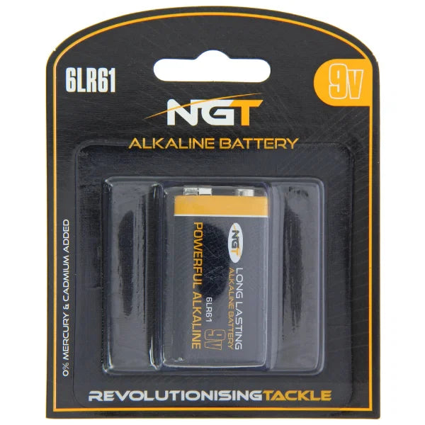 NGT 9V Alkaline Batteries 10 Pack 6LR61 Long Lasting Bite Alarm Battery