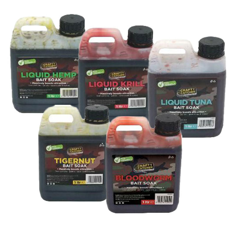 Crafty Catcher Carp Fishing Bait Soak Range - 1L - Bloodworm, Krill