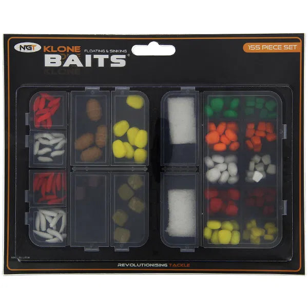 NGT Klone Baits 155pc Artificial Bait Set - Floating & Sinking Mixed Selection Box