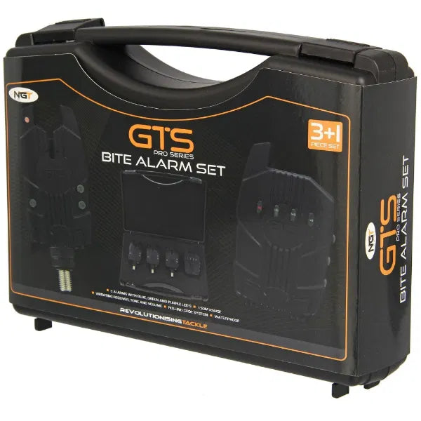 NGT GTS Wireless Carp Fishing Bite Alarm Set - Three Alarms & Remote Receiver