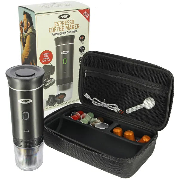 NGT Portable Espresso Coffee Machine & Case - USB Rechargeable 20 BAR - 3-in-1