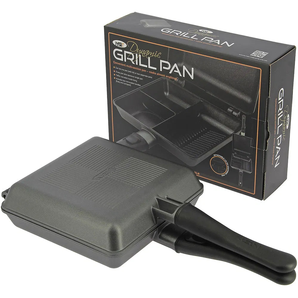 NGT Dynamic Grill Pan 3-Way Non-Stick Cooker Bankside Fishing Camping Frying Pan
