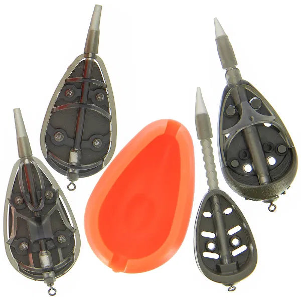 Set of 4 Deluxe In-Line Method Feeders & Mould - 25g Fishing Feeder Set