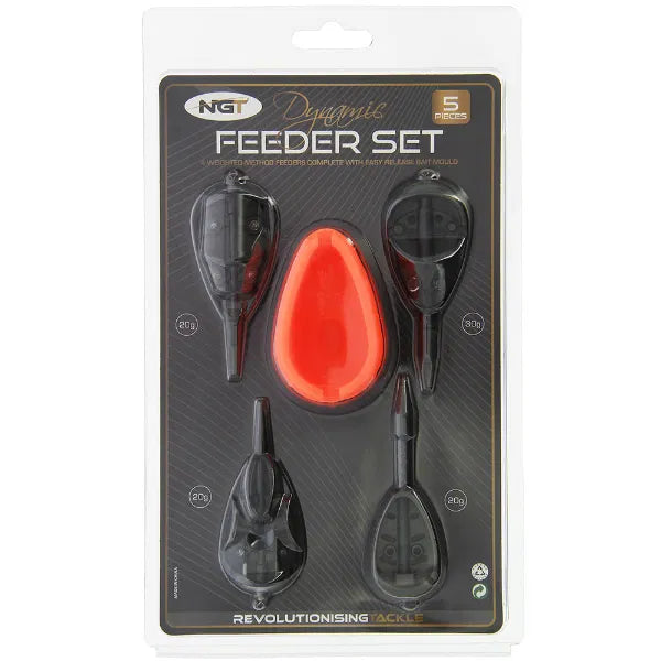 Set of 4 Deluxe In-Line Method Feeders & Mould - 25g Fishing Feeder Set
