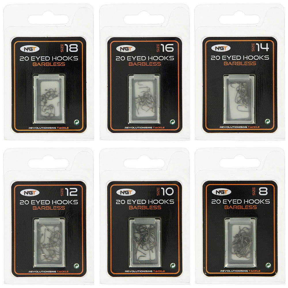 NGT Barbless Coarse Fishing Hooks - All Sizes