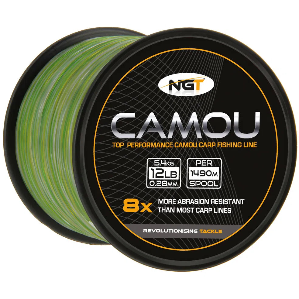 NGT Carp Fishing Camo / Camou Mono Mainline | Bulk Spools | 12lb, 15lb