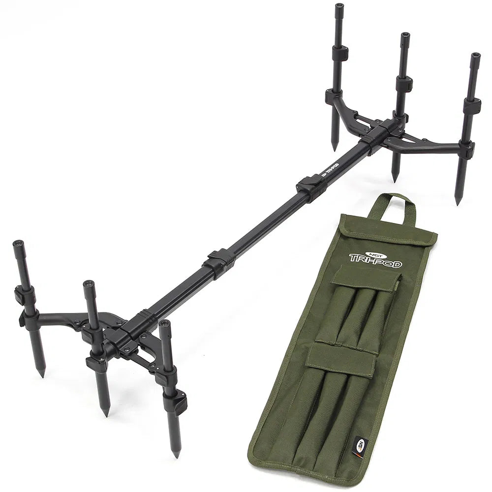 NGT Tri-Pod 3-Rod Carp Fishing Rod Pod - Lightweight, Fully Adjustable