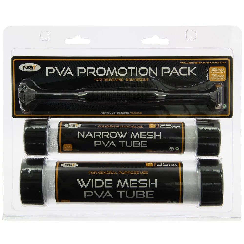'Double barrel' Carp Fishing PVA Mesh Dispensers - Narrow & Wide + Plunger