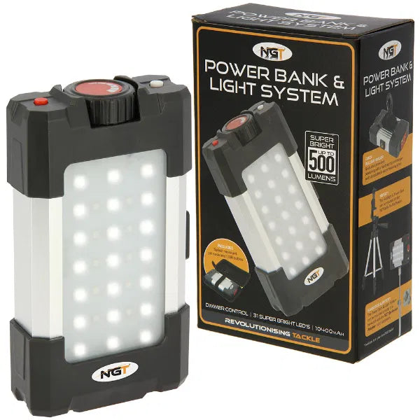 NGT 21 LED 500 Lumen Bivvy Light with USB Rechargable 10400mAh Battery and Powerbank