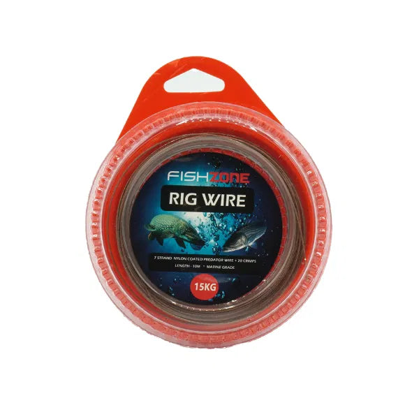 Fishzone 15kg Trace Wire 10m | Pike Predator Fishing Rig Stainless Steel | 7 Strand Crimps