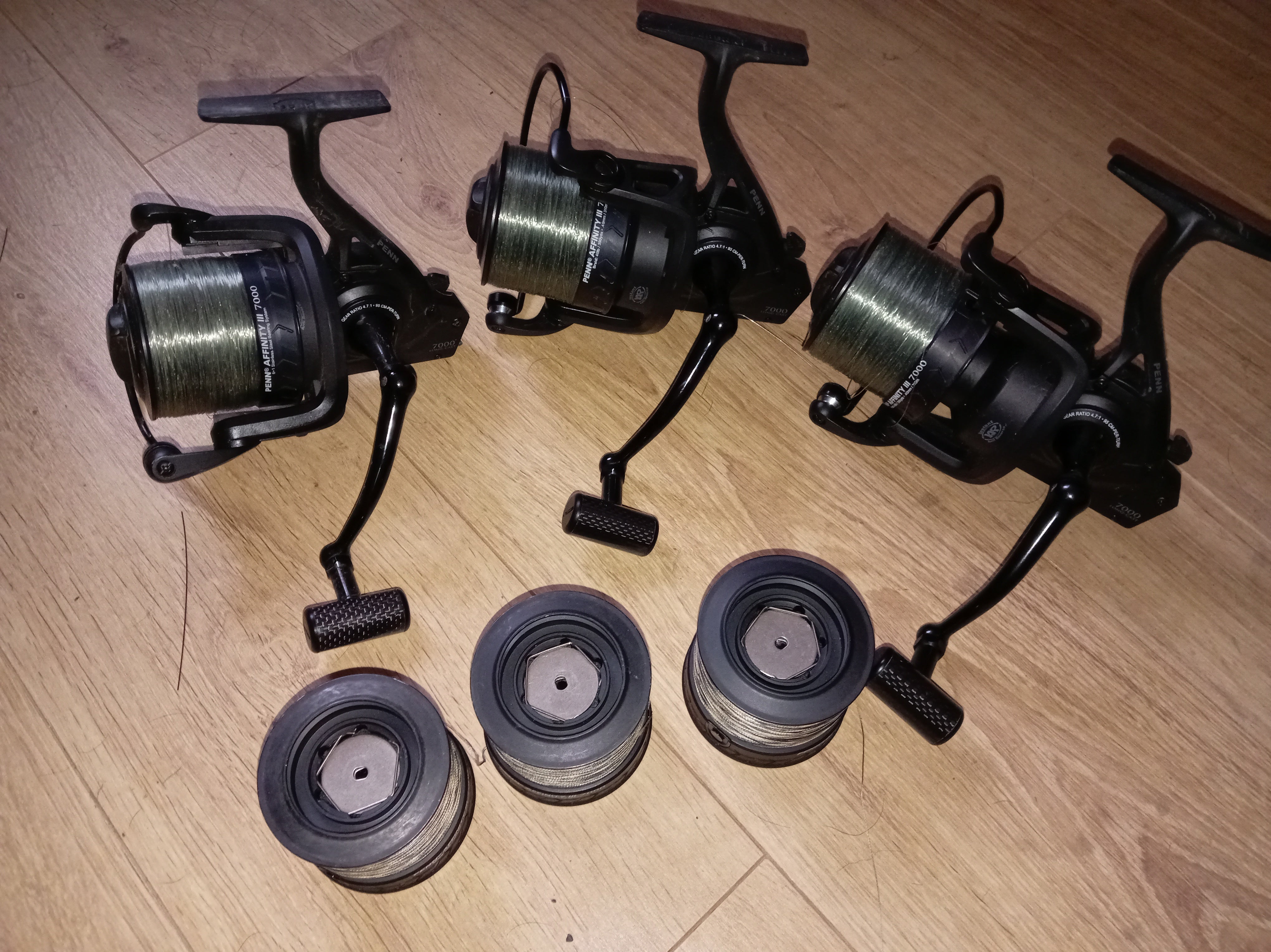 Set of 3 Penn Affinity III Big Pit Carp Reels + Spare Spools