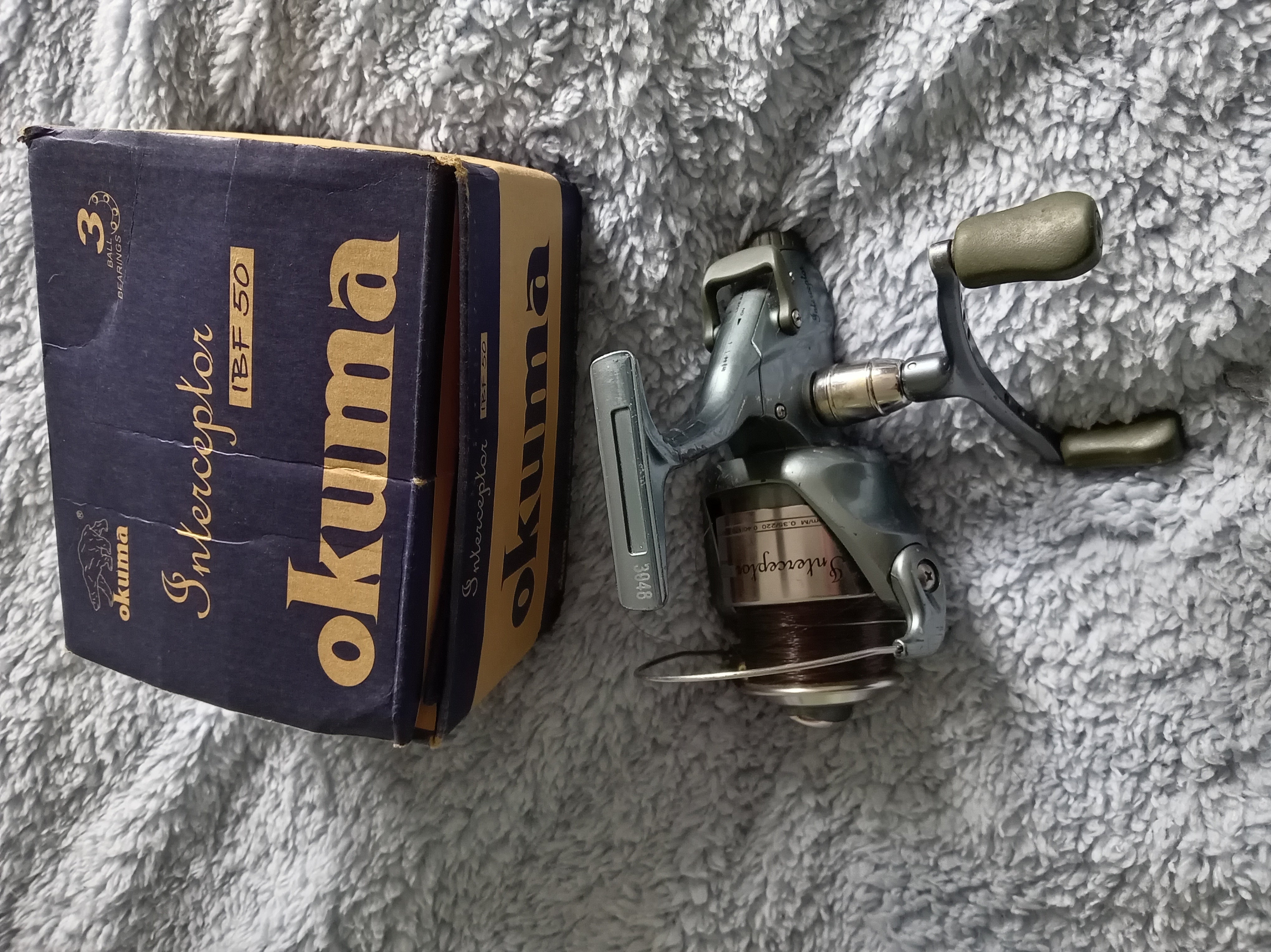 Okuma Interceptor IBF 50 Baitrunner Reel - Boxed - 2 Spare Spools