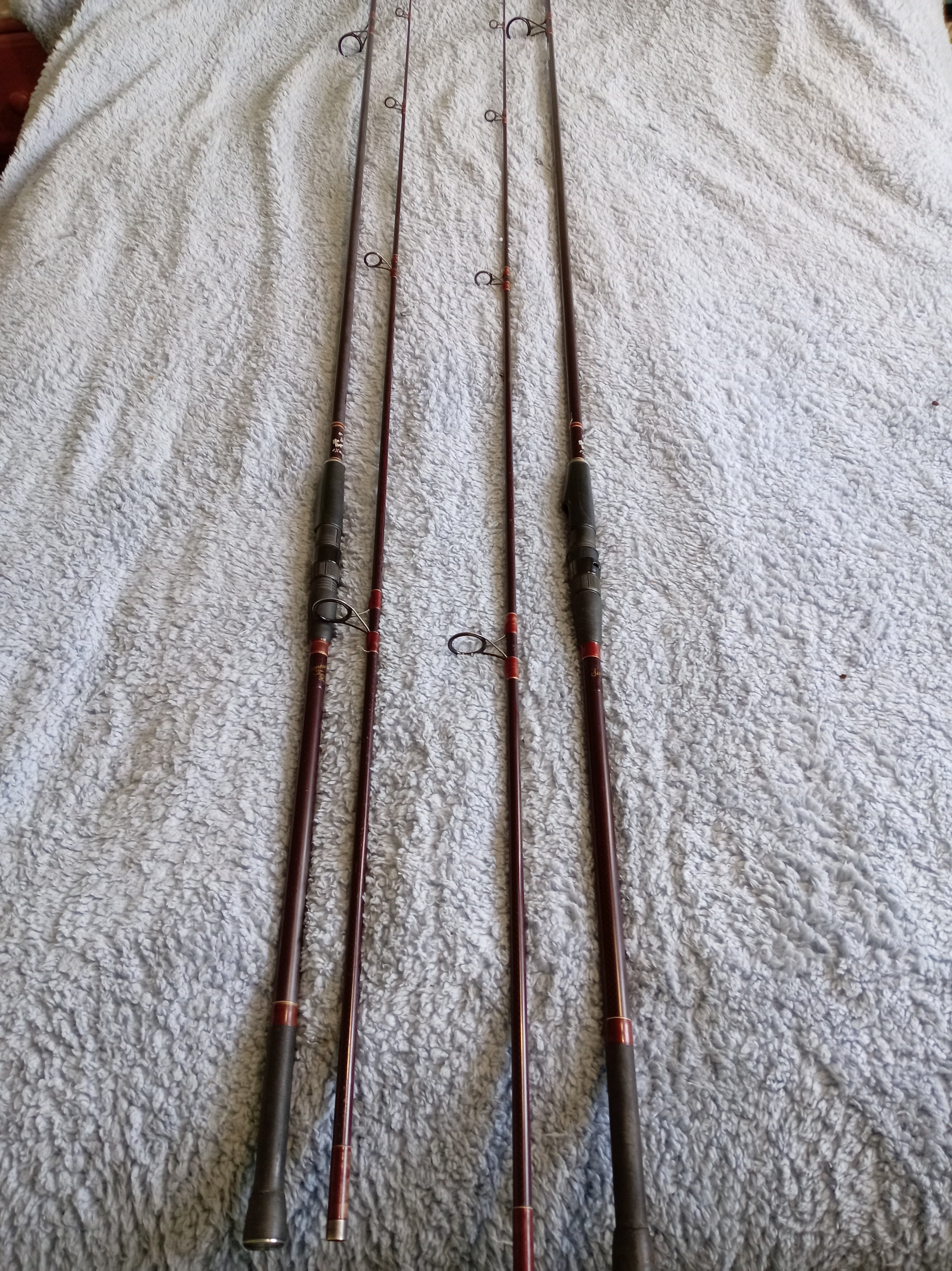 Pair of Simpson's of Turnford Slim Jim Ranger 12ft 12’ 2.75lb  Carp Rods + Spare