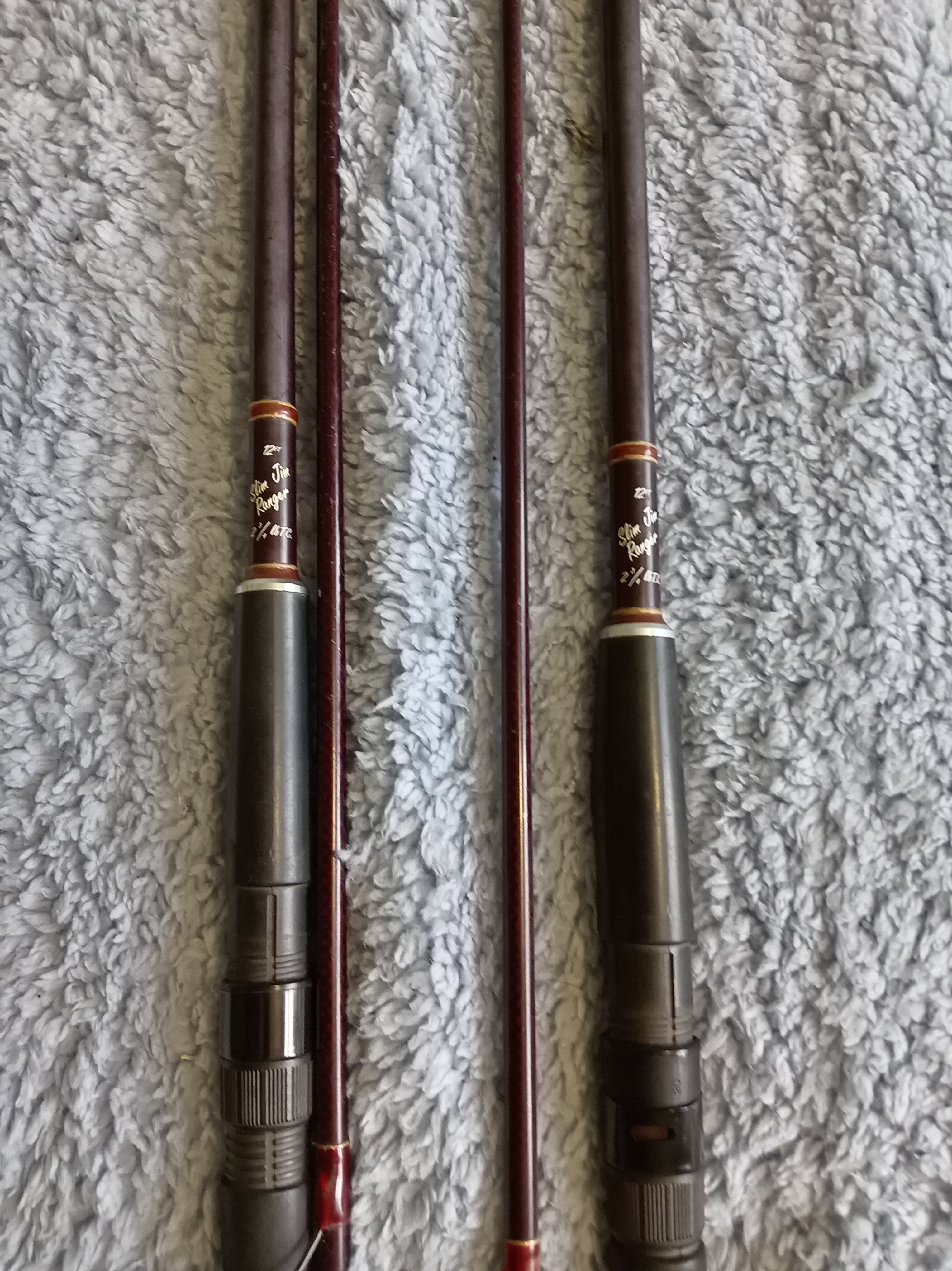 Pair of Simpson's of Turnford Slim Jim Ranger 12ft 12’ 2.75lb  Carp Rods + Spare