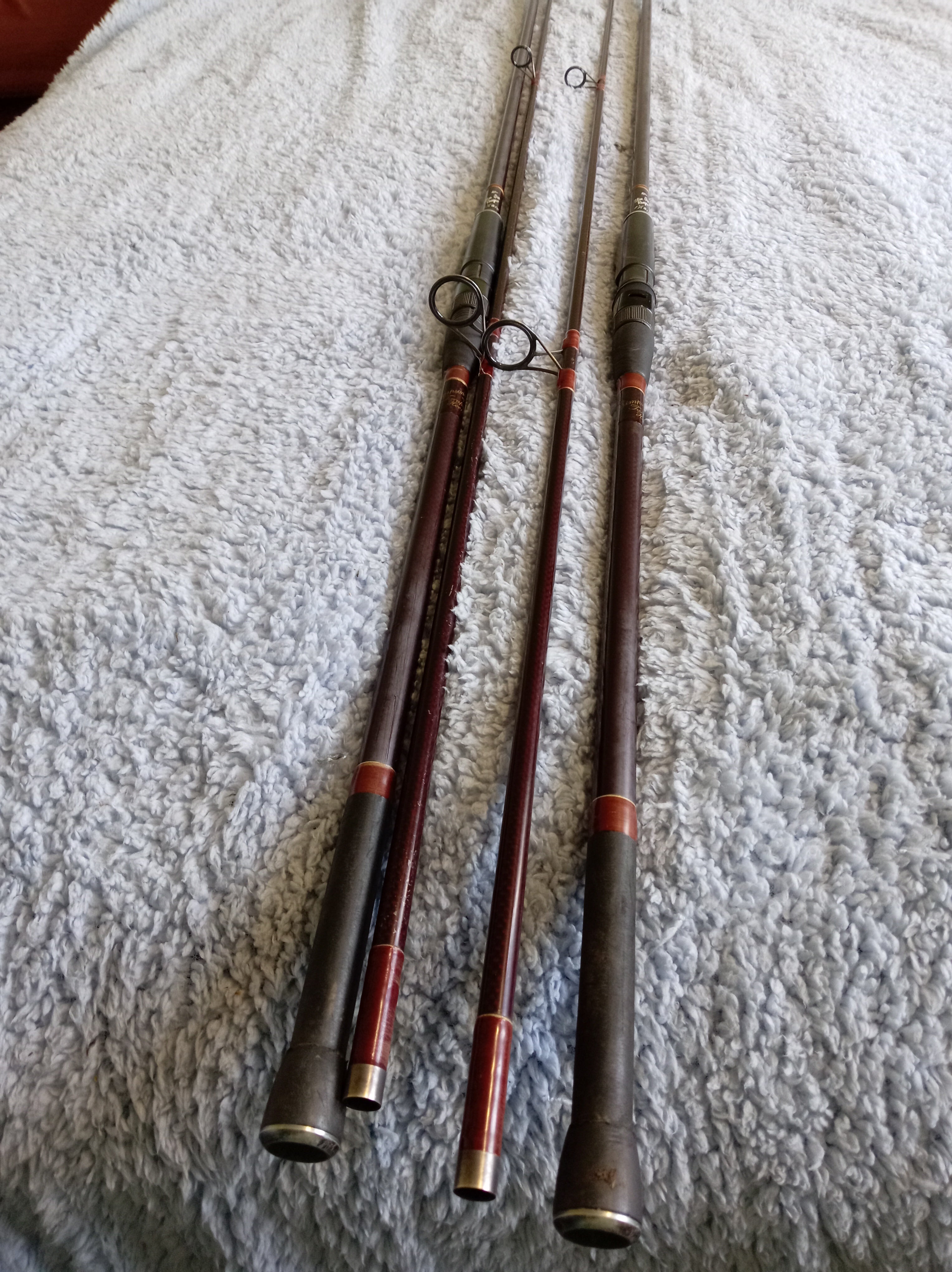 Pair of Simpson's of Turnford Slim Jim Ranger 12ft 12’ 2.75lb  Carp Rods + Spare